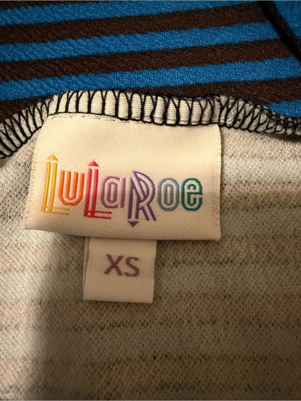 LuLaRoe Cassie Blue and Brown Striped Pencil Skirt